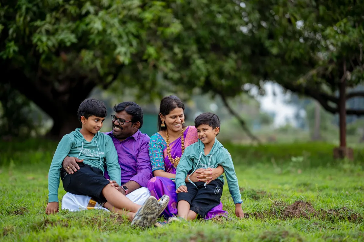 Family sharing a moment outdoors