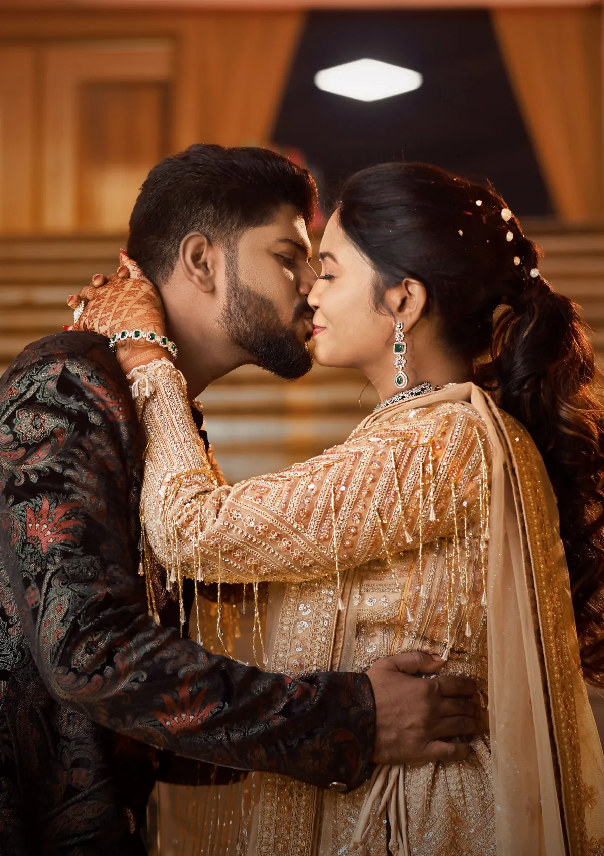 Engaged couple in a close portrait